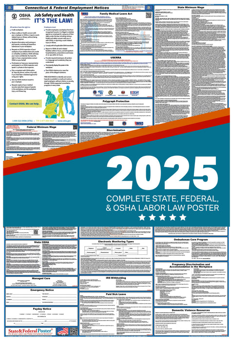 Dol Ct Connecticut Digital Labor Law Poster 2025 — State and Federal Poster