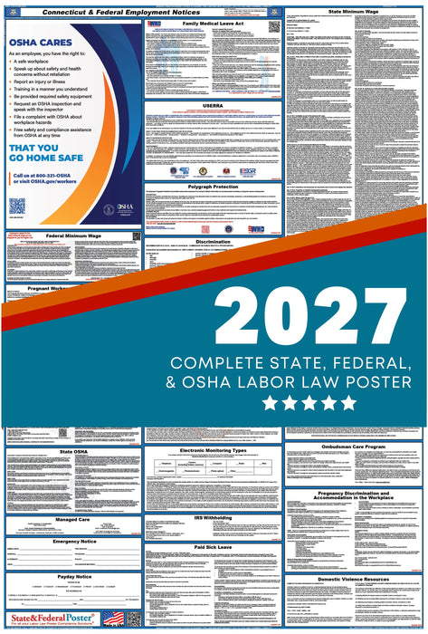 Connecticut State and Federal Labor Law Poster 2027 - State and Federal Poster