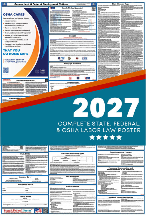 Connecticut State and Federal Labor Law Poster 2027 - State and Federal Poster