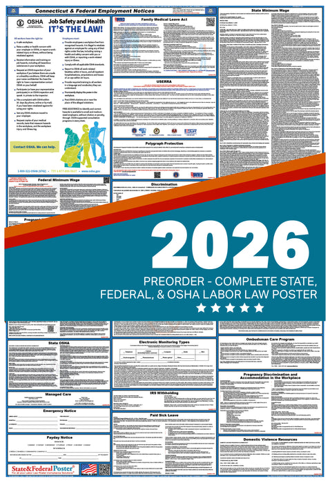 PREORDER - Connecticut State and Federal Labor Law Poster 2026