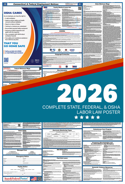 Connecticut State and Federal Labor Law Poster 2026 - State and Federal Poster