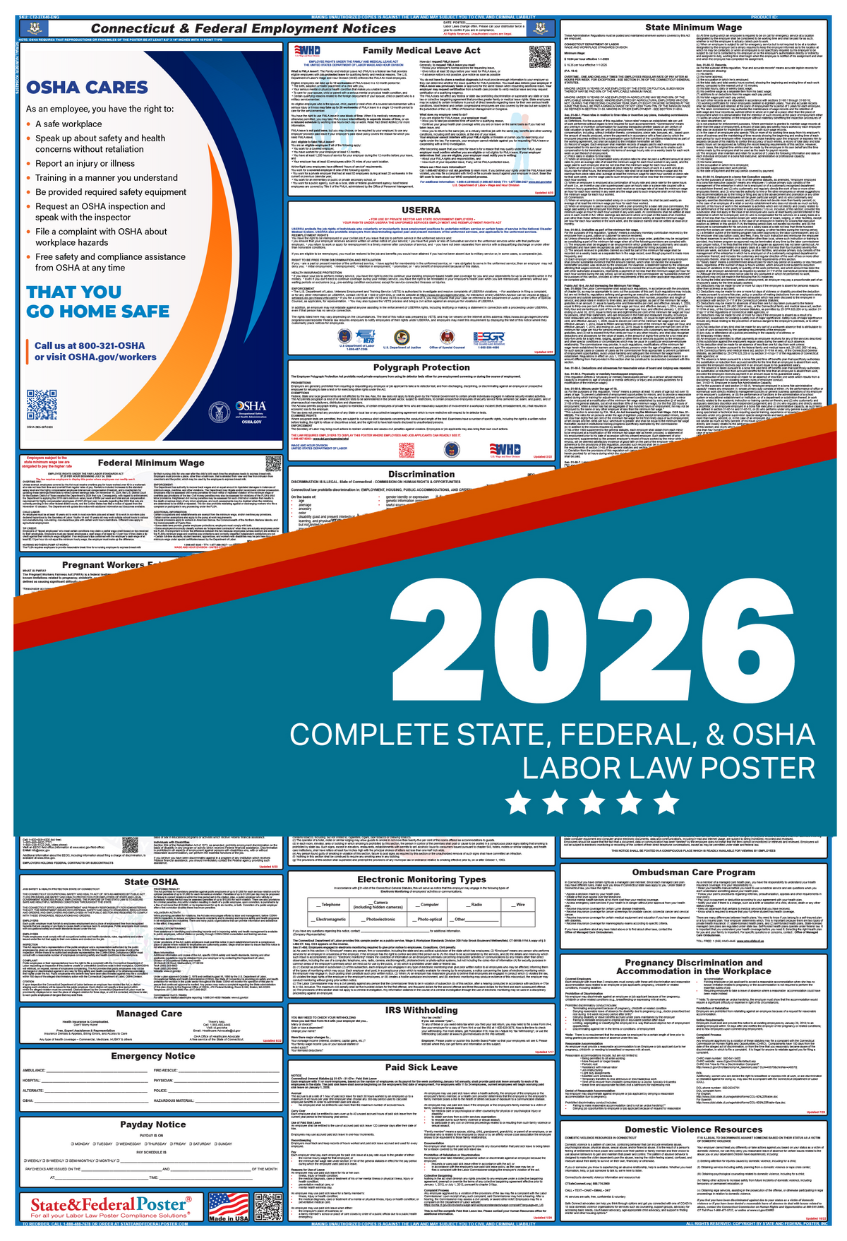 Connecticut Labor Law Poster 2026 — State and Federal Poster