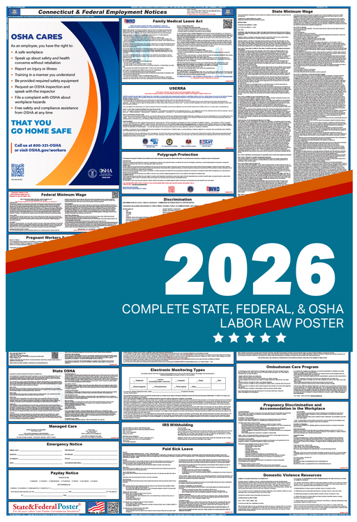 Connecticut Digital Labor Law Poster 2025 - State and Federal Poster