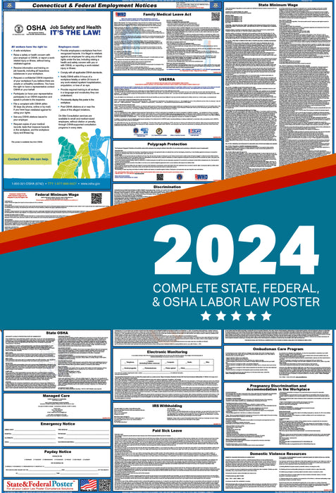 Connecticut State and Federal Labor Law Poster 2024