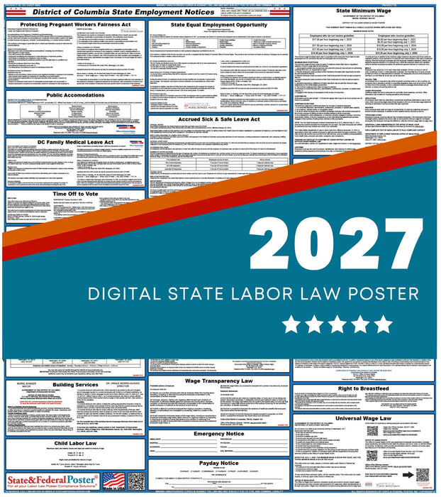 District of Columbia State Labor Law Poster 2027 - State and Federal Poster