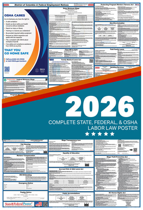 District of Columbia State and Federal Labor Law Poster 2026 - State and Federal Poster