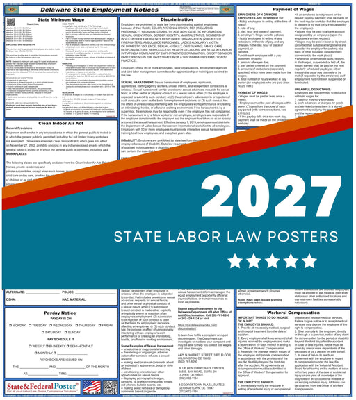 Delaware State Labor Law Poster 2027 - State and Federal Poster