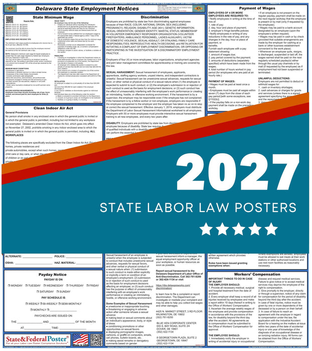 Delaware State Labor Law Poster 2027 - State and Federal Poster