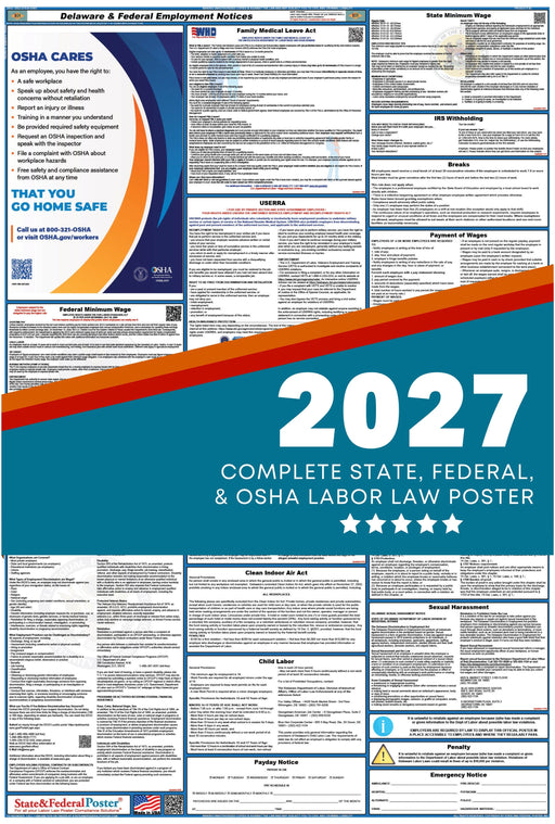 Delaware State and Federal Labor Law Poster 2027 - State and Federal Poster