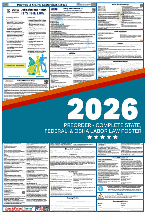 PREORDER - Digital Delaware Labor Law Poster 2026