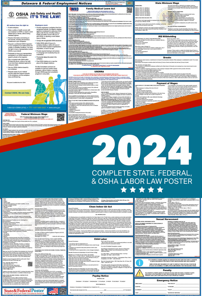 PREORDER - Delaware State and Federal Labor Law Poster 2024 — State and  Federal Poster