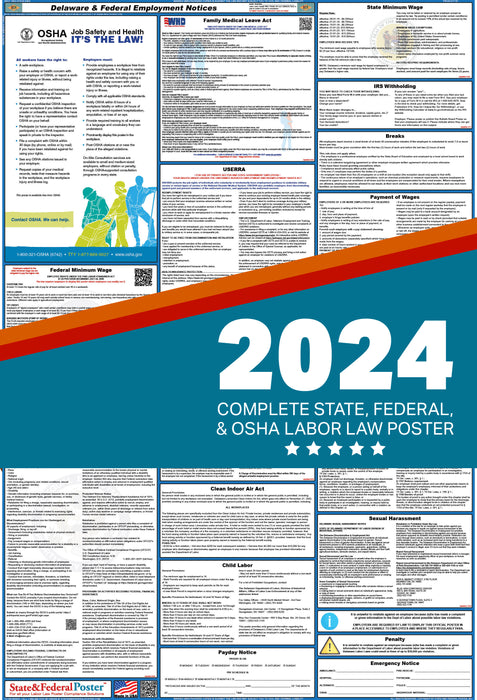 Delaware State and Federal Labor Law Poster 2024