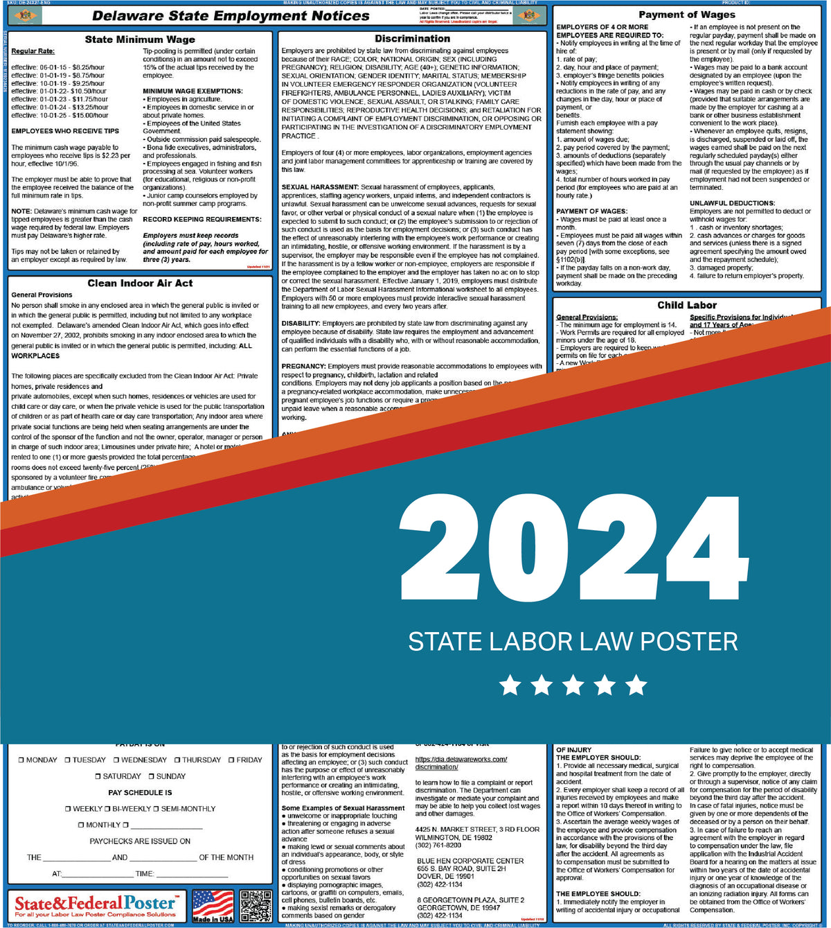 PREORDER - Delaware State Labor Law Poster 2024 — State and Federal Poster