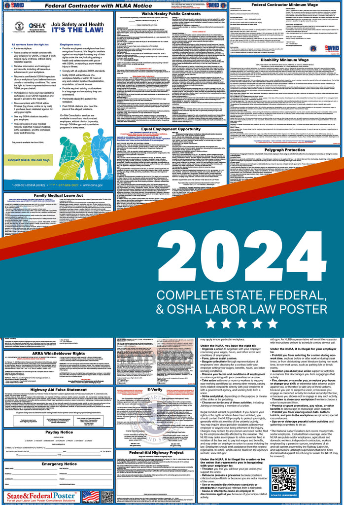 PREORDER - Federal Contractor Labor Law Poster with NLRA 2024 — State and  Federal Poster