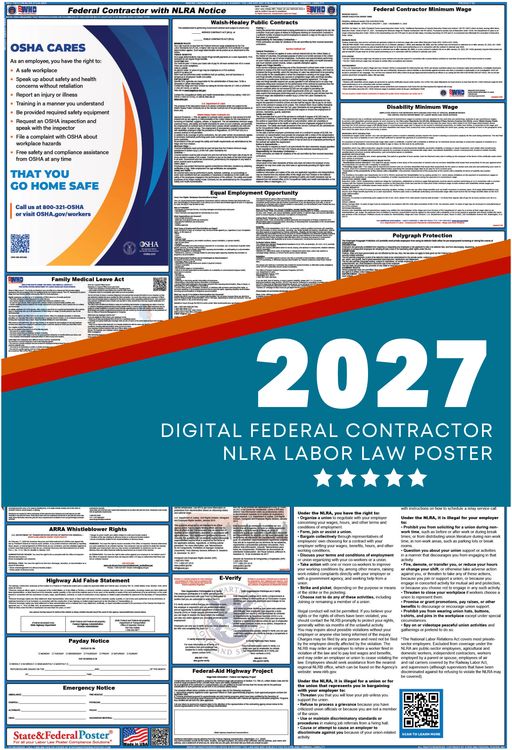 Digital Federal Contractor Labor Law Poster with NLRA 2027 - State and Federal Poster