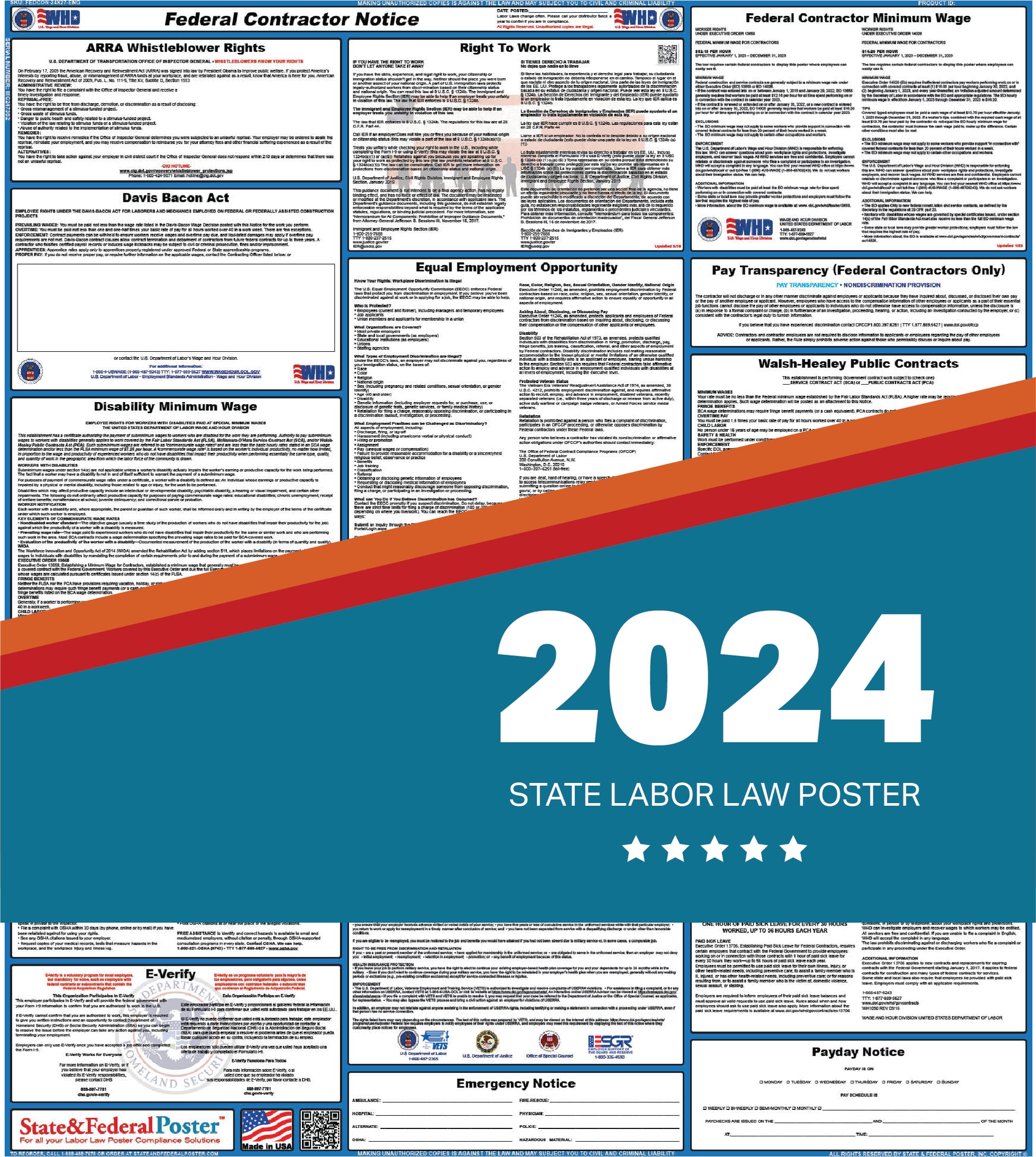 Federal Contractor Digital Labor Law Poster 2024 — State and Federal Poster