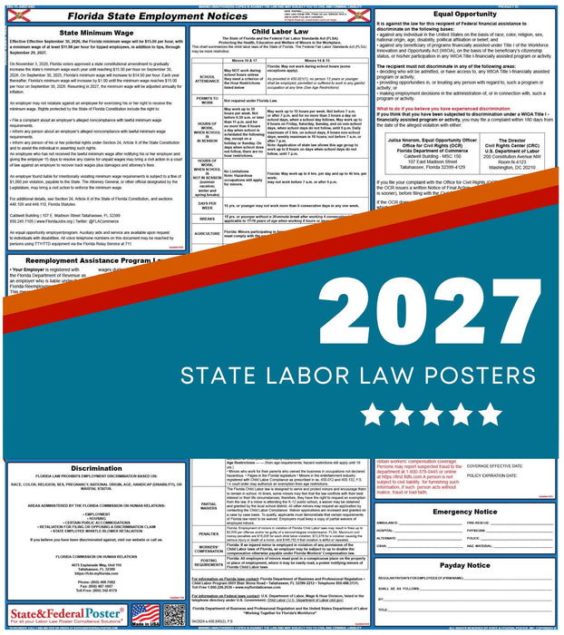 Florida State Labor Law Poster 2027 - State and Federal Poster