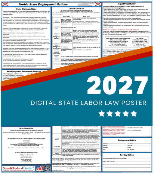 Florida State Labor Law Poster 2027 - State and Federal Poster