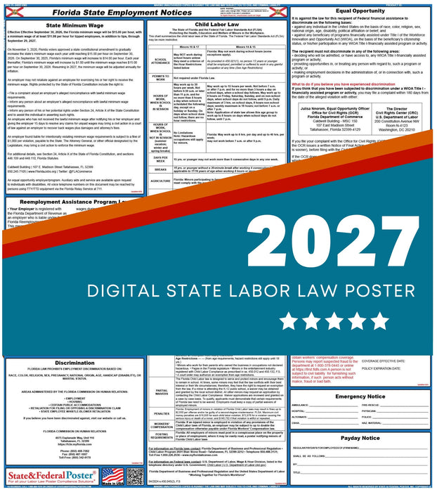 Florida State Labor Law Poster 2027 - State and Federal Poster