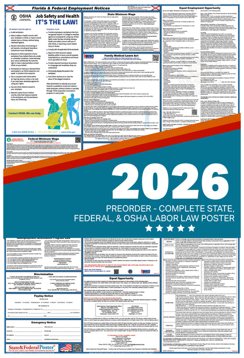 PREORDER - Florida State and Federal Labor Law Poster 2026