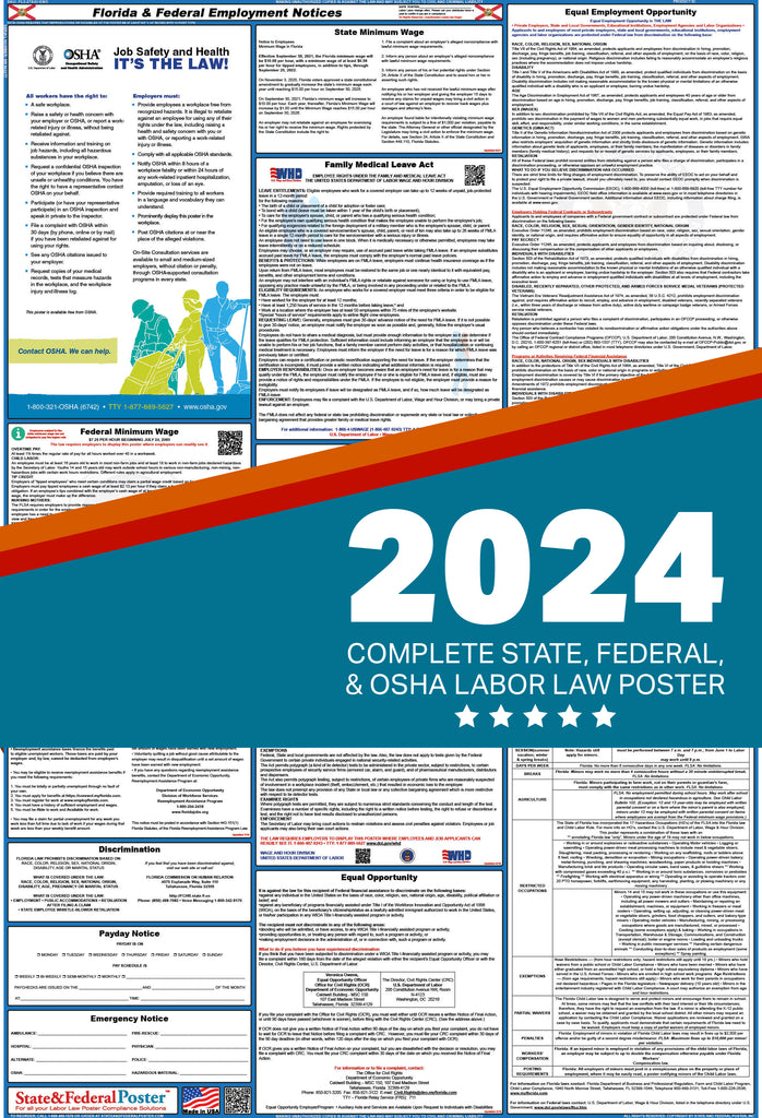 Florida Digital Labor Law Poster 2024 — State and Federal Poster