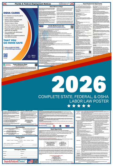 Digital Florida Labor Law Poster 2026 - State and Federal Poster