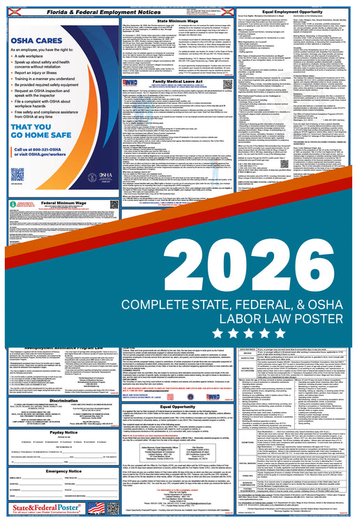 Digital Florida Labor Law Poster 2026 - State and Federal Poster