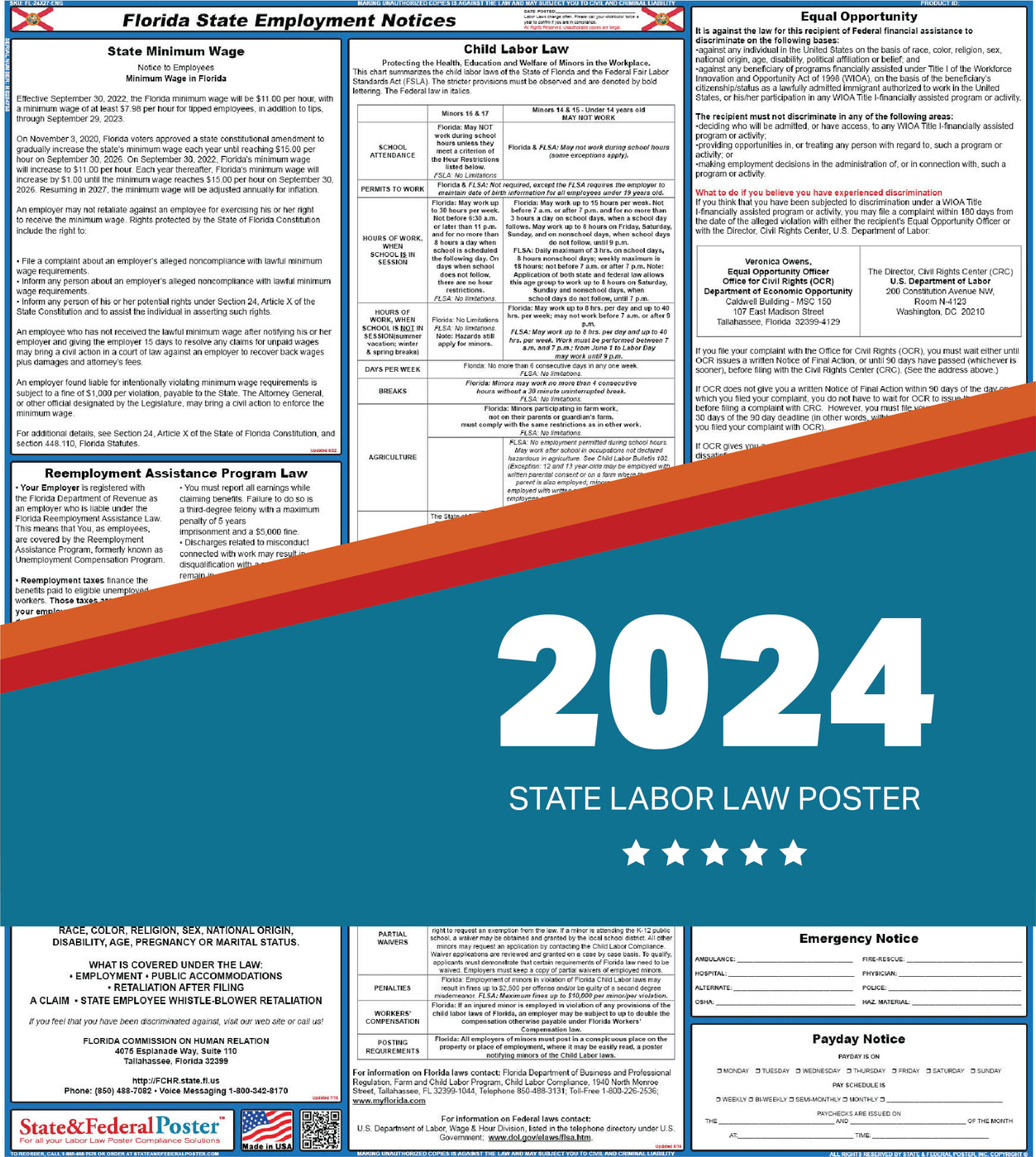 Florida State Labor Law Poster 2024 — State and Federal Poster