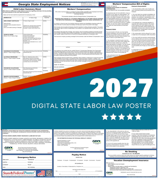 Georgia State Labor Law Poster 2027 - State and Federal Poster