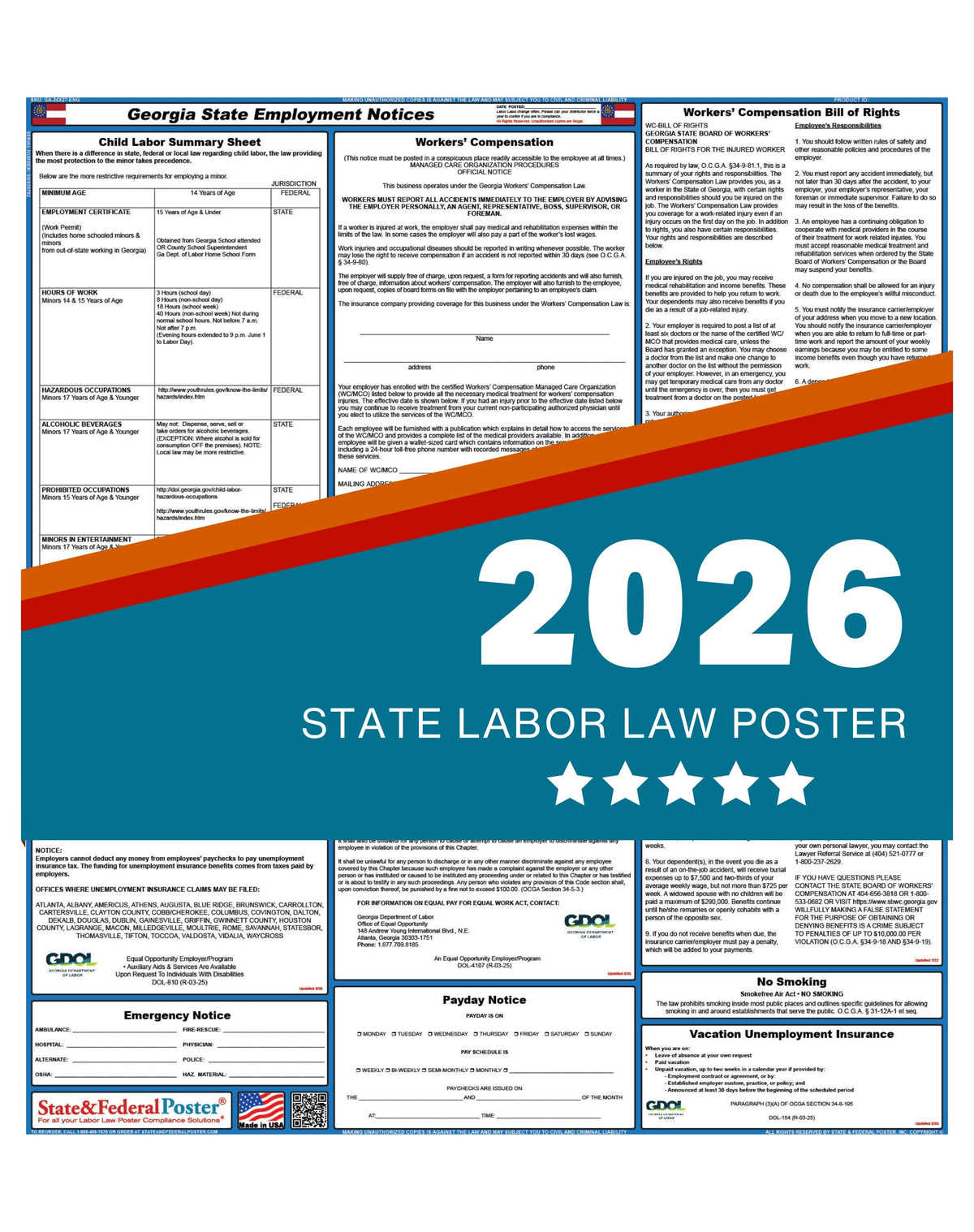 Georgia State Labor Law Poster 2026 — State and Federal Poster