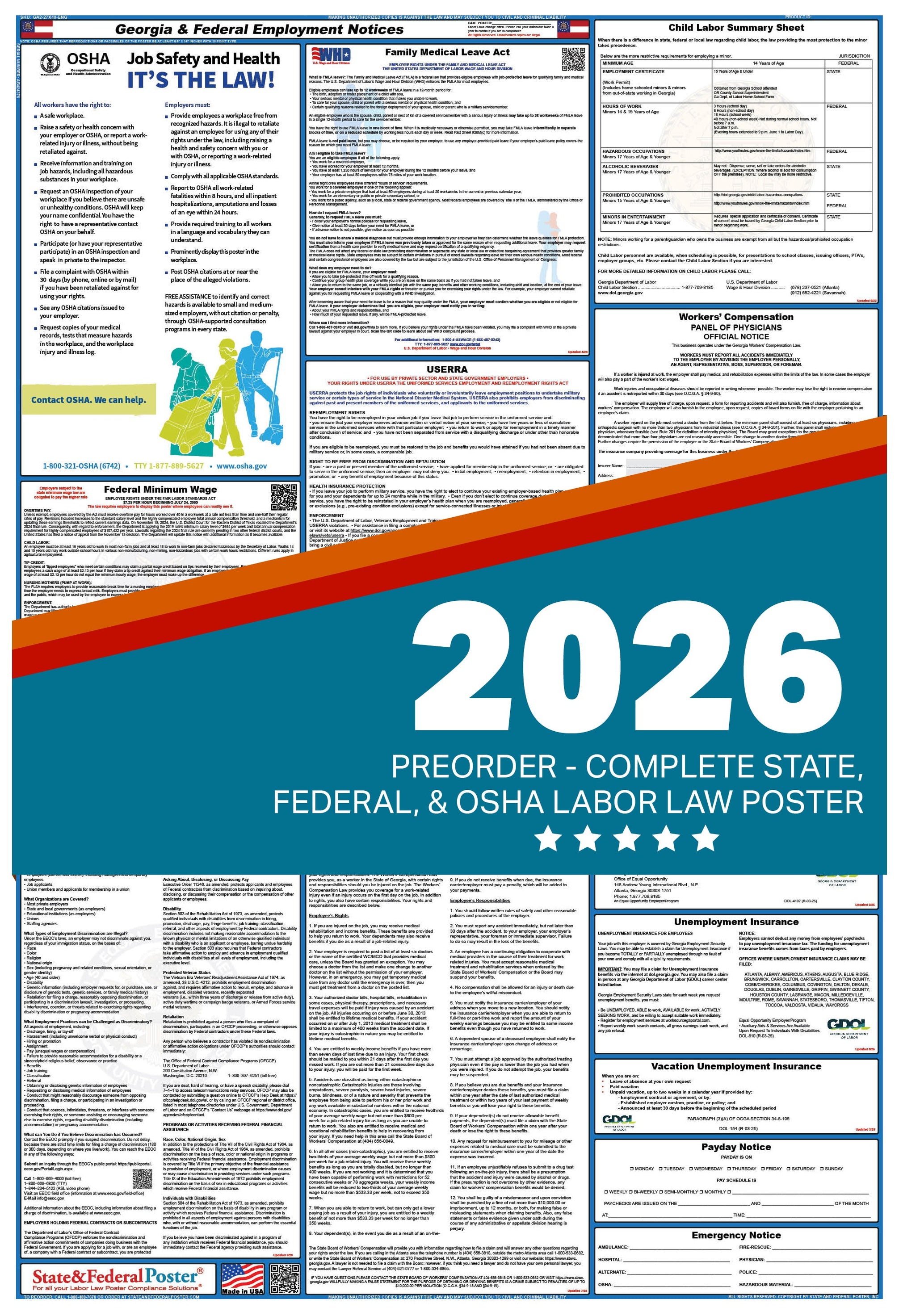 New Labor Code 2026 Chart.pdf 2026 Digital Labor Law Posters — State and Federal Poster