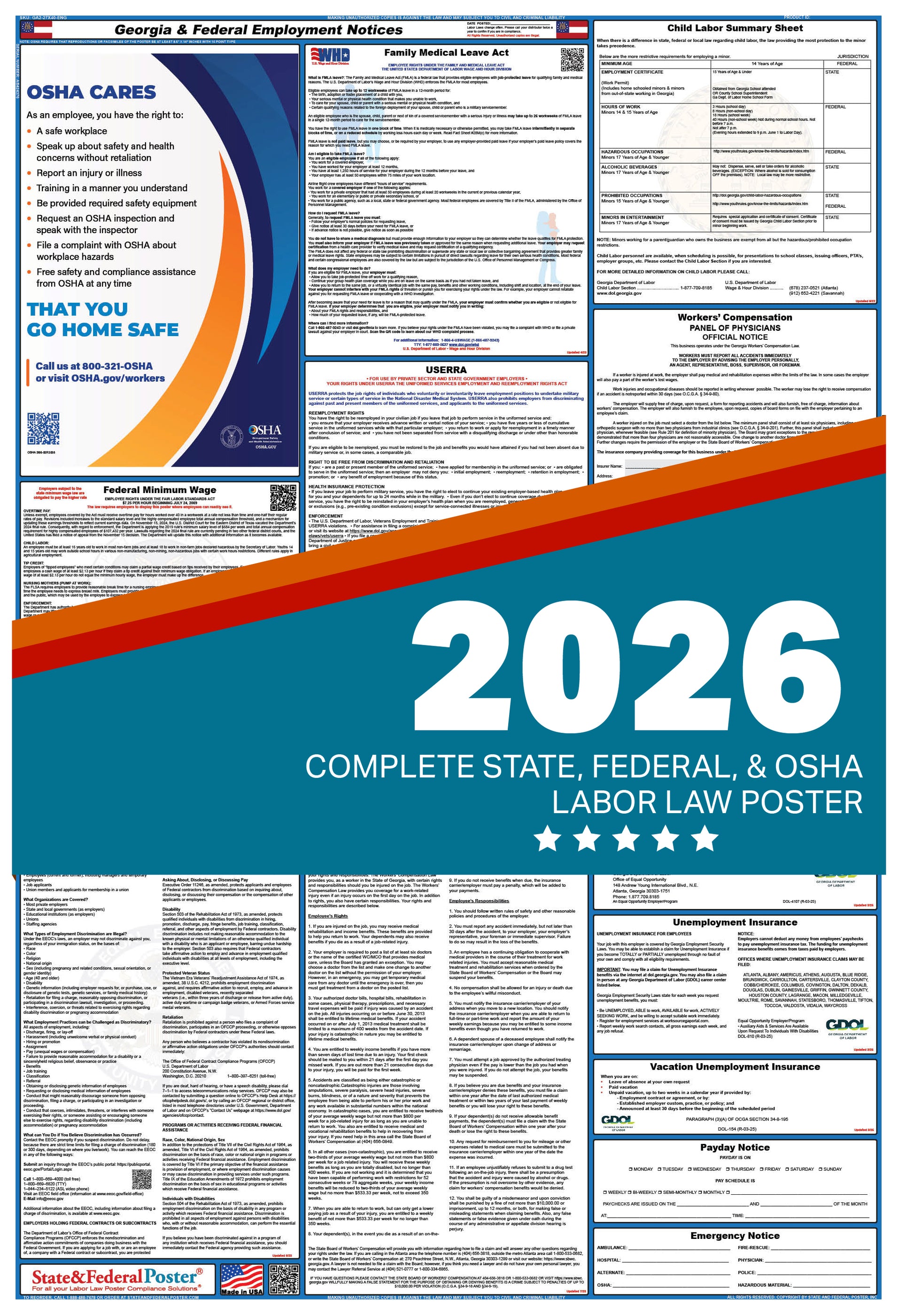 Georgia Labor Law Poster 2026 — State and Federal Poster