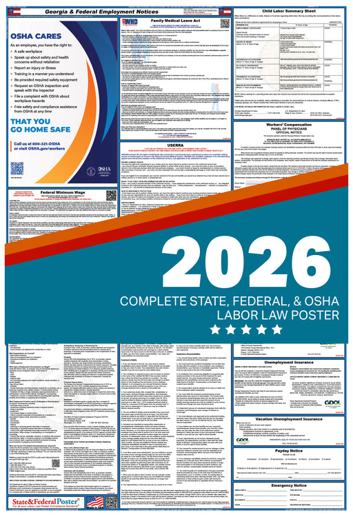 Georgia State and Federal Labor Law Poster 2026 - State and Federal Poster