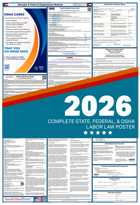 Digital Georgia Labor Law Poster 2026 - State and Federal Poster