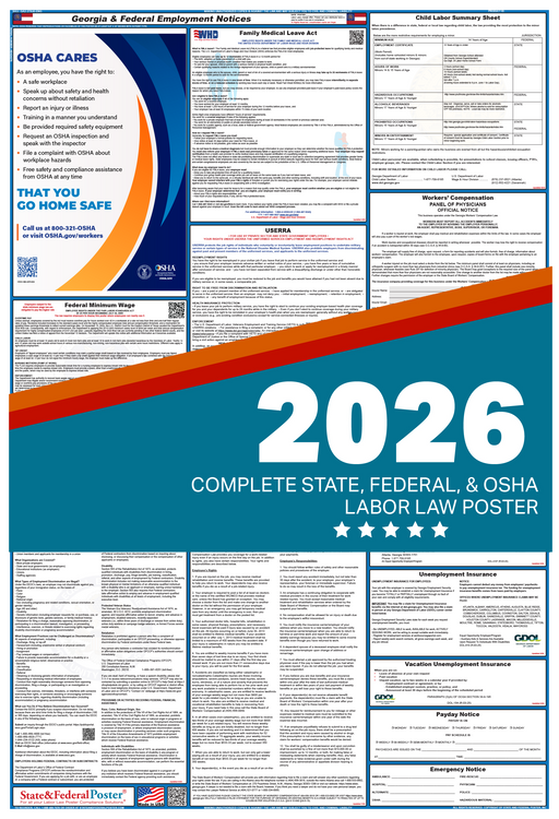 Digital Georgia Labor Law Poster 2026 - State and Federal Poster