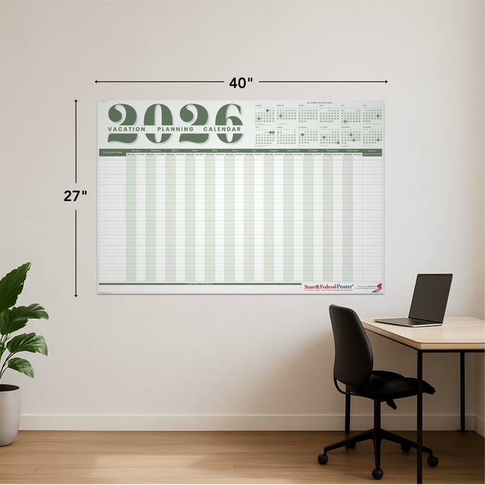 2026 Vacation Planning Calendar 40x27 - Horizontal