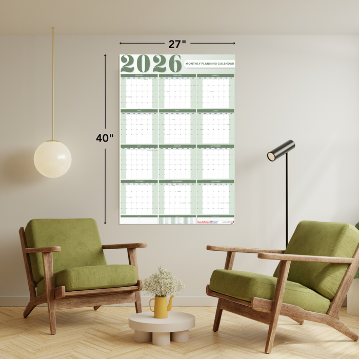 2026 Monthly Planning Calendar 27x40 - Vertical