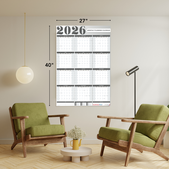 2026 Monthly Planning Calendar 27x40 - Vertical