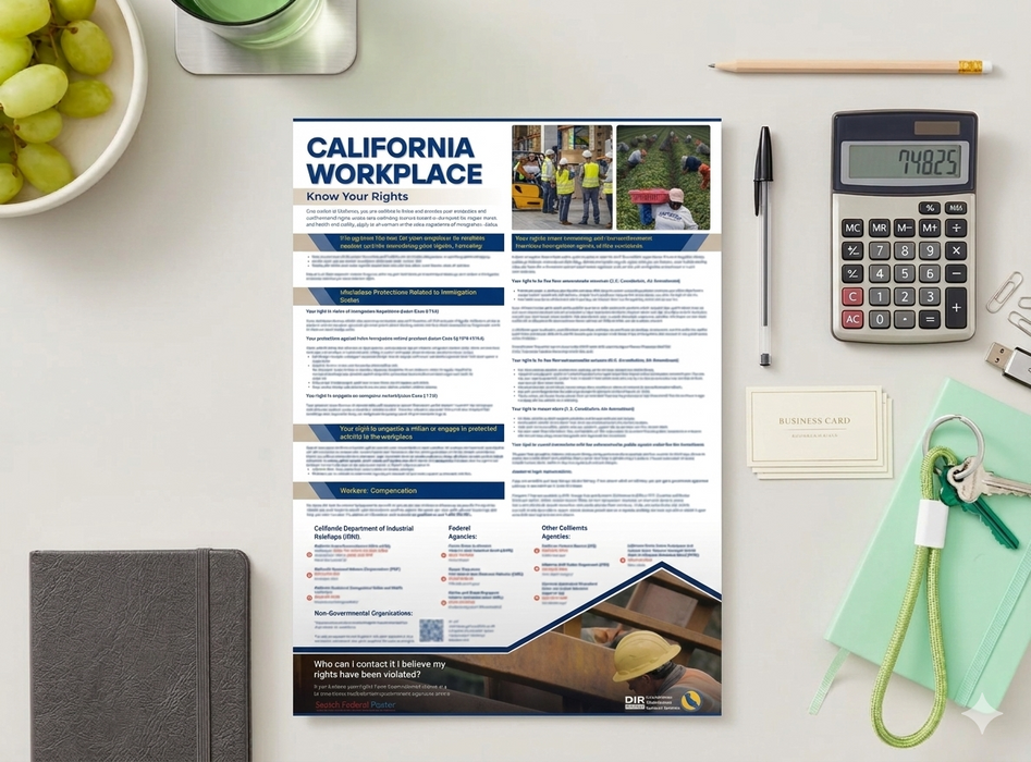 California Workplace Know Your Rights - State and Federal Poster