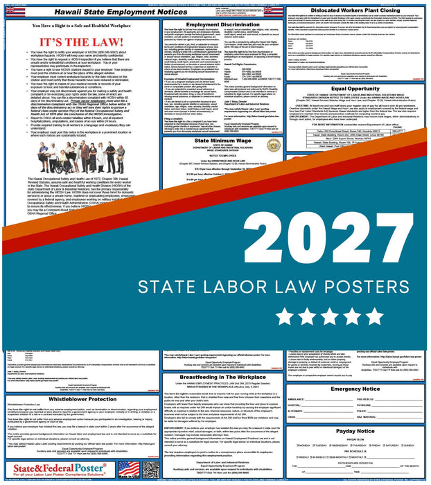 Hawaii State Labor Law Poster 2027 - State and Federal Poster