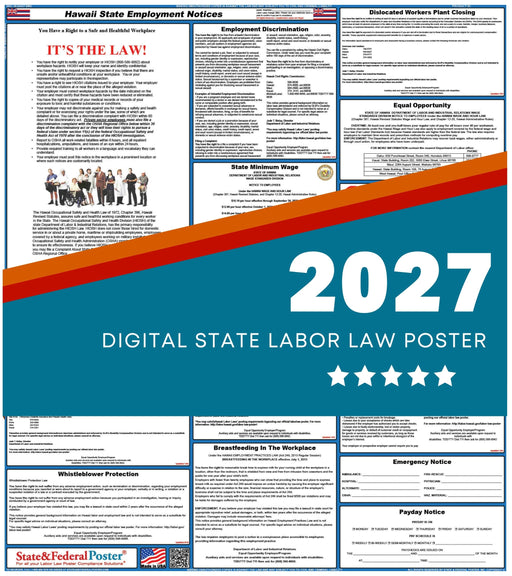 Hawaii State Labor Law Poster 2027 - State and Federal Poster
