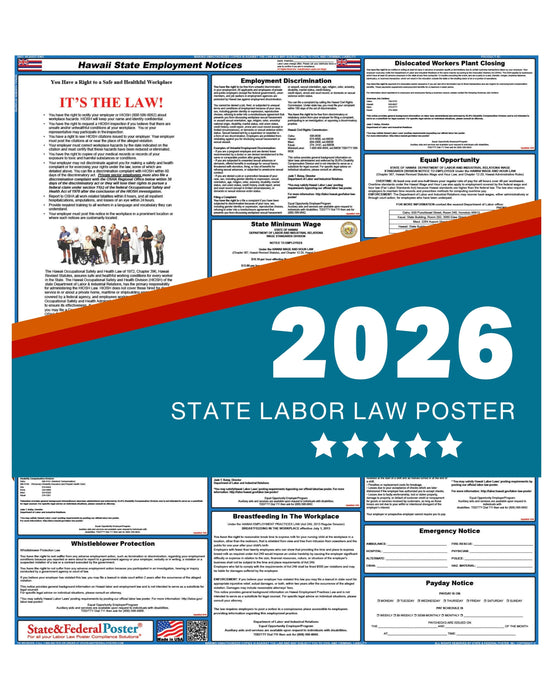PREORDER - Hawaii State Labor Law Poster 2026