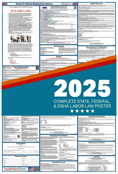 PREORDER - Hawaii State and Federal Labor Law Poster 2025