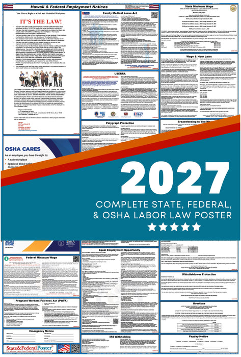 Hawaii State and Federal Labor Law Poster 2027 - State and Federal Poster
