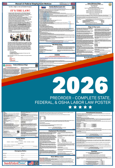 PREORDER - Digital Hawaii Labor Law Poster 2026