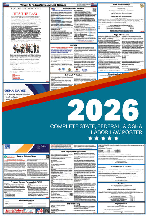 Hawaii State and Federal Labor Law Poster 2026 - State and Federal Poster