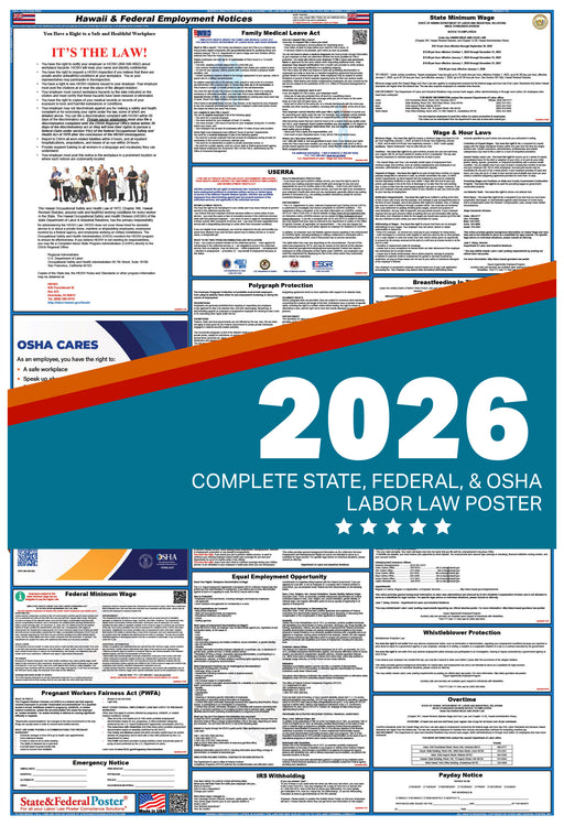 Hawaii State and Federal Labor Law Poster 2026 - State and Federal Poster