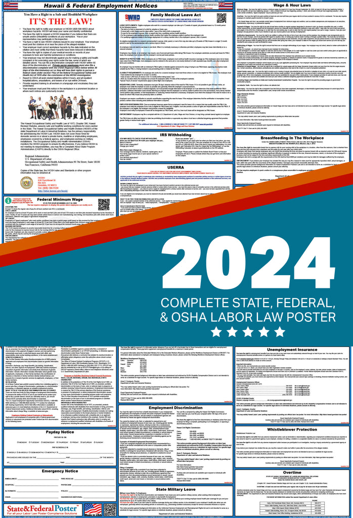 Hawaii Digital Labor Law Poster 2024 — State and Federal Poster
