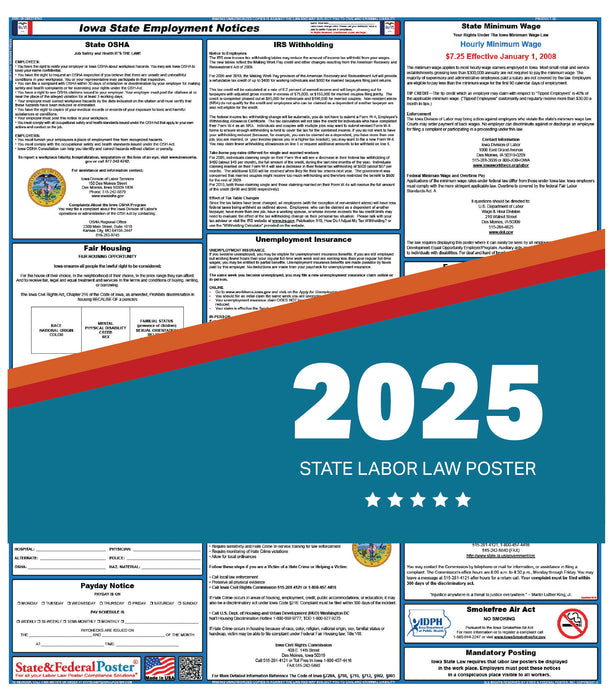 PREORDER - Iowa State Labor Law Poster 2025