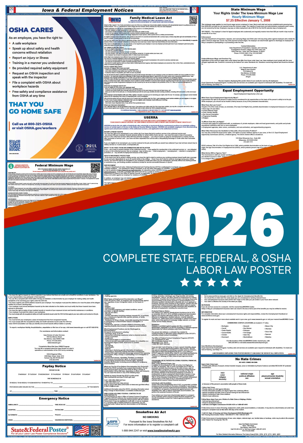 Iowa Labor Law Poster 2026 — State and Federal Poster